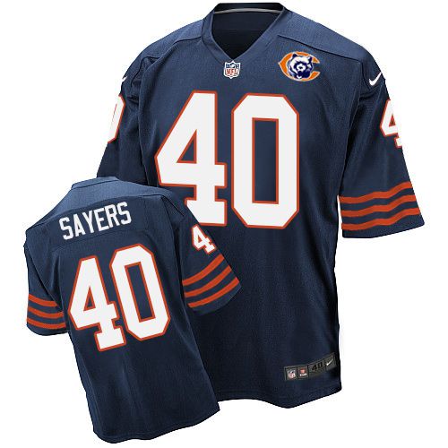 Nike Bears #40 Gale Sayers Navy Blue Throwback Men's Stitched NFL Elite Jersey - Click Image to Close